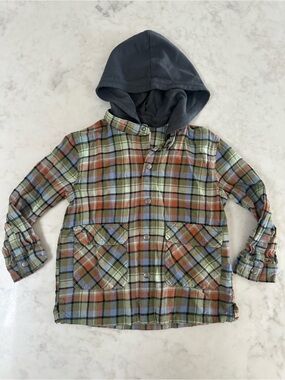 Cat & Jack Toddler Boys' Lined Plaid Button-Up Flannel Hoodie/Jacket. Size 4T